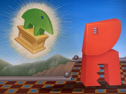 null Mihaly MELCHER (1953), surrealist composition, oil on canvas, signed. 30 x 40...