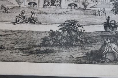 null After Abraham GENOELS (1640-1723), view of a park, engraving. 42 x 68 cm.