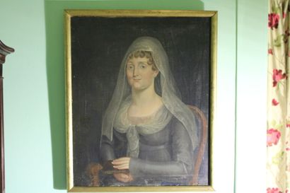 null French school of the beginning of the XIXth century, portrait of a woman with...