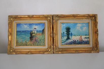 null École Française du début du XXe siècle, Paysages, deux huiles sur toile. 24...