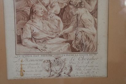 null Charles-Nicolas II COCHIN (1715-1790), La Justice fait prendre la plume, la...