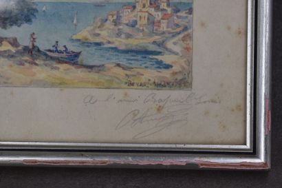 null Benoît BÉNONI-AURAN (1859-1944), Vue sur mer, aquarelle. Signé en bas à droite...