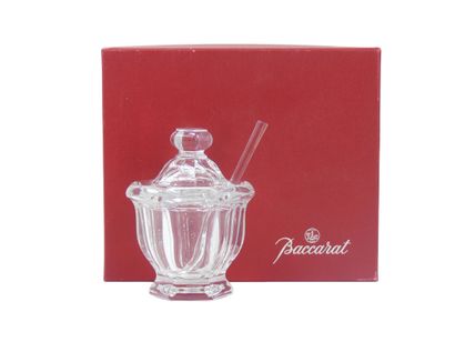 null BACCARAT. Crystal jam maker with its small spoon, stamped at the bottom. With...