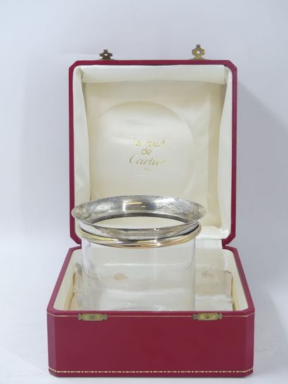 null CARTIER, Must. Trinity, crystal ice bucket with 925 silver mounting, signed...