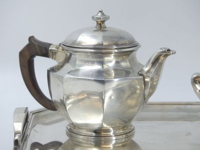 null To the diadem Lausanne. Tea service in silver 950/1000 Mercury head hallmark...