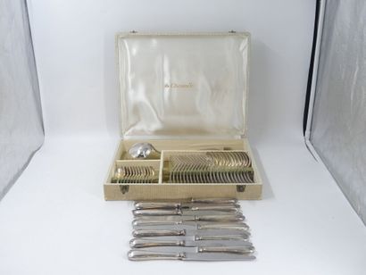 null CHRISTOFLE. Crossed ribbons model. Silver-plated metal set of 49 pieces including:...