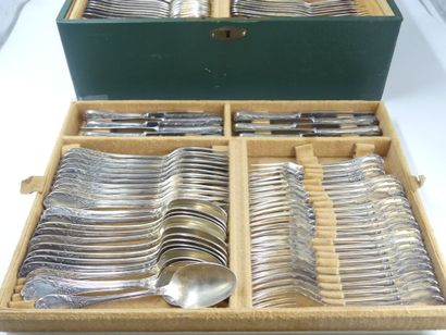 null CHRISTOFLE. Model Marly. Silver plated metal set of 109 pieces including: 12...