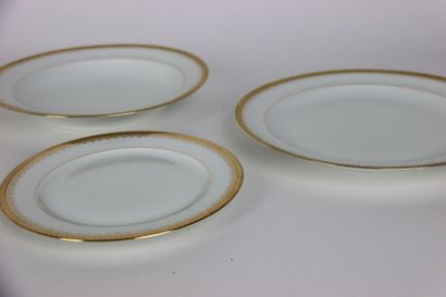 null PART OF SERVICE in porcelain of Limoges with gilded border with geometrical...
