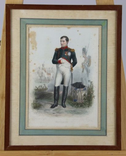 null Napoleon polychrome engraving. Spots of freckles. Dimensions: 17 x 24 cm