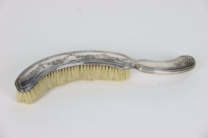 null A crumb collector and its brush in silver plated metal of Louis XVI style. Decoration...