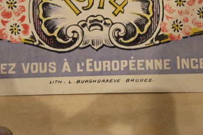 null [AFFICHE], Affiche Originale Société d'Assurance Belge L'EUROPENNE. Bruges,...
