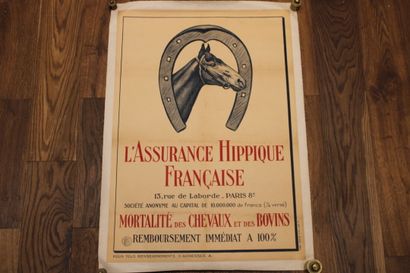 null [AFFICHE] Affiche originale entoilée Assurance Hippique Française, Mortalité...