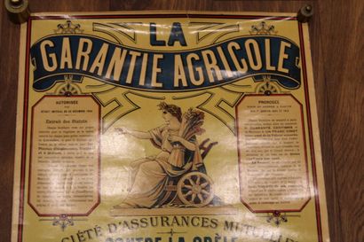 null [AFFICHE], Affiche originale Assurance LA GARANTIE AGRICOLE, Contre la Grêle,...