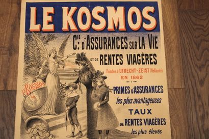 null [AFFICHE], Affiche originale entoilée LE KOSMOS Compagnie Hollandaise d'Assurance...