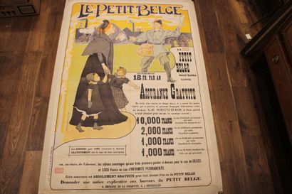 RE [AFFICHE], Affiche originale entoilée timbrée Le Petit Belge, illustré par A....