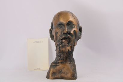 null Jean ROULLAND (1931-2021) Buste d'Hippocrate, sculpture en bronze à patine médaille,...