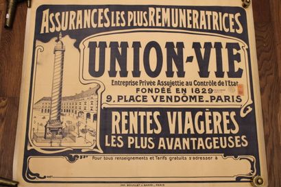 null [POSTER], Original Insurance Union Vie poster, illustration Place Vendôme in...