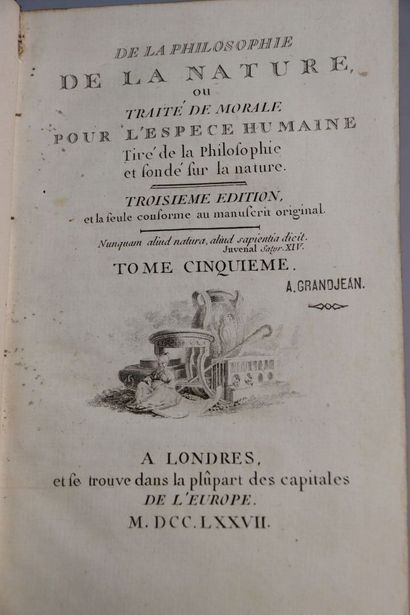 null [DELISLE de SALES (Jean-Baptiste) - De la Philosophie de la Nature, ou Traité...