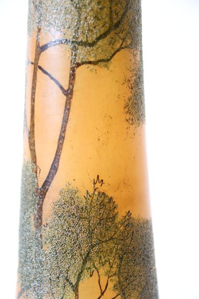 null François-Théodore LEGRAS (1839-1916), Vase émaillé à décor lacustre, signé dans...