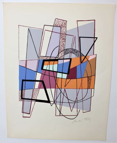null André BLOC (1896-1966)
Untitled.
Three serigraphs in colors, one in two copies....