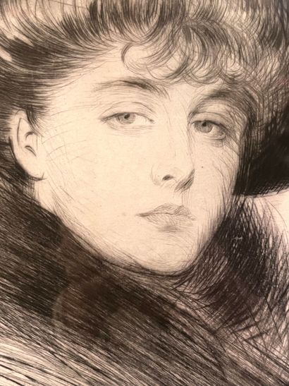 null Paul César HELLEU (1859 - 1927)
Portrait of a woman with a fur hat
Print
Signed...