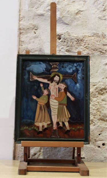 null In the style of Jean Alexis BOBICHON (1911-1985) 
A descent of the cross, painting...