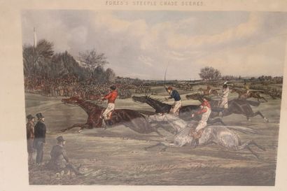 null ALKEN (1756-1815) (after), Horse race, Lithograph under glass, 19th century....