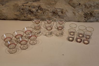 null Cut crystal glasses including 6 wine glasses, 6 champagne glasses, and six goblets....