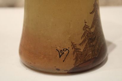 null François-Théodore LEGRAS (1839-1916),Enamelled vase with a lacustrine decoration,...