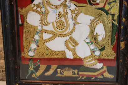 null INDIA. Tanjore painting under glass. Dimensions : 54,5 x 43,5cm (at sight)