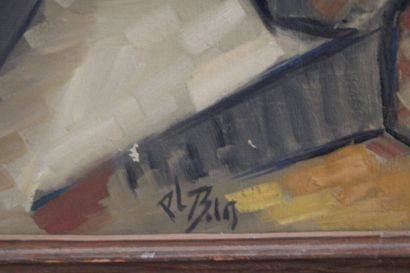 null Paul-Louis BOLOT (1918-2003), "Chat couché", huile sur toile encadrée, signée...