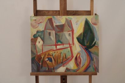 null Paul-Louis BOLOT (1918-2003), "Château", huile sur toile, signée au dos, non...