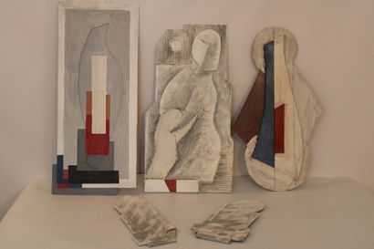 null Paul-Louis BOLOT (1918-2003). Réunion de 5 compositions abstraites murales en...