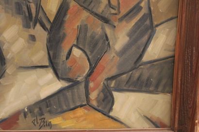 null Paul-Louis BOLOT (1918-2003), "Chat couché", huile sur toile encadrée, signée...