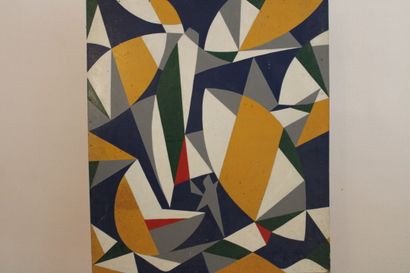 null Paul-Louis BOLOT (1918-2003), Composition abstraite titrée "Méditerranée", acrylique...