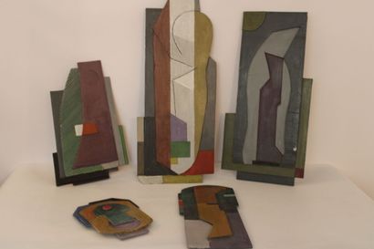 null Paul-Louis BOLOT (1918-2003). Réunion de cinq compositions abstraites murales...