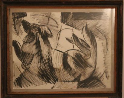null Paul-Louis BOLOT (1918-2003), "Chien", pastel sur papier, encadré sous verre,...