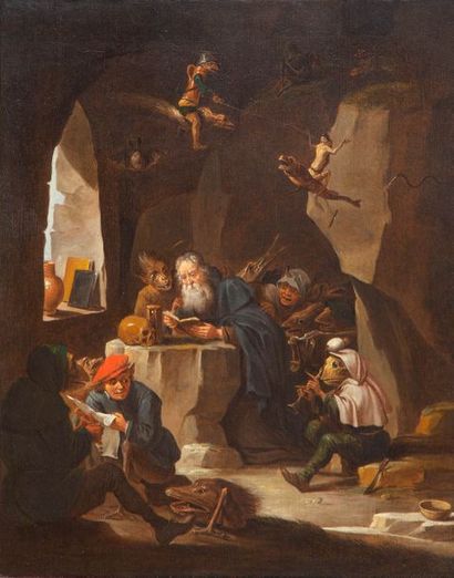 DAVID RYCKAERT III (1612-1661) The temptation of Saint Anthony the Hermit, oil on... Gazette Drouot