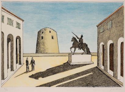 Piazza Italia con statua equestre, 1969 Piazza Italia con statua equestre,1969,Giorgio... Gazette Drouot