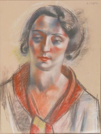  André LHOTE (1885-1962) portrait d'Anna, pastel, sbd, 1923, 54X70 Gazette Drouot