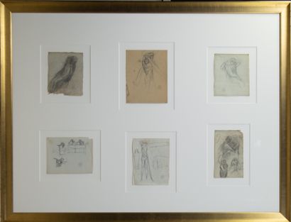 George MINNE (1866-1941), George MINNE (1866-1941), sketch sheets with studies, pencil,... Gazette Drouot