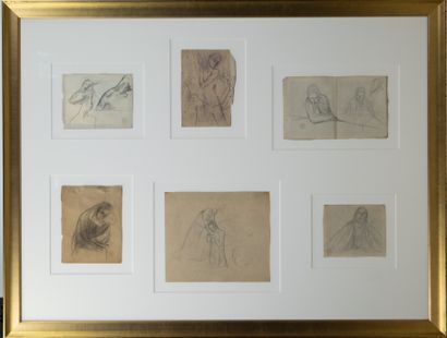 George MINNE (1866-1941), George MINNE (1866-1941), sketch sheets with studies, pencil,... Gazette Drouot