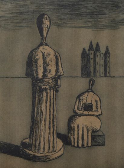 Giorgio DE CHIRICO (1888-1978), Giorgio DE CHIRICO (1888-1978), lithograph Duality... Gazette Drouot