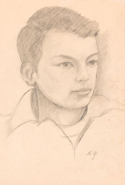 NATALIA GONTCHAROVA (1881 - 1962) Portrait signé : 