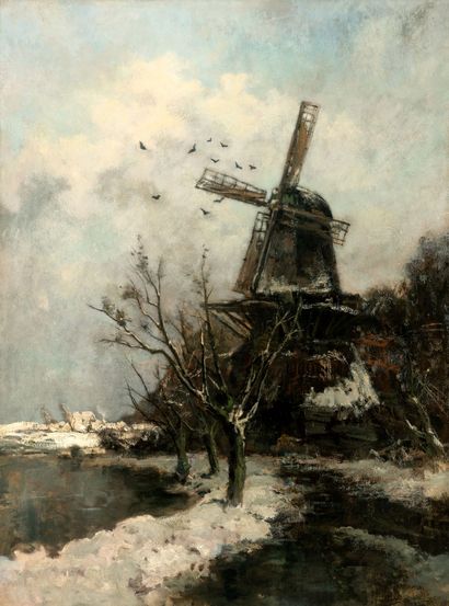 Maris Jacob 1837 - 1899, Pays-Bas Le moulin à vent en hiver
Huile sur toile
Sig.
125,5... Gazette Drouot