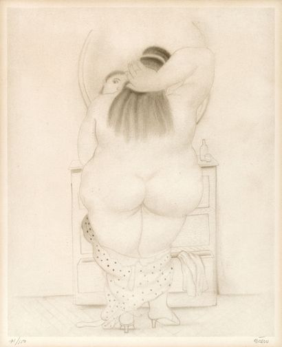 Botero Fernando 1932 - 2023, Colombie Mujer ante el espejo (1985)
Lithographie offset
Sig.... Gazette Drouot