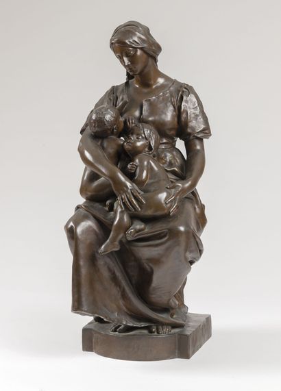 Dubois Paul 1827 - 1905, France Maternité (La Charité)
Sculpture
Bronze
Patine brune
Sig.... Gazette Drouot
