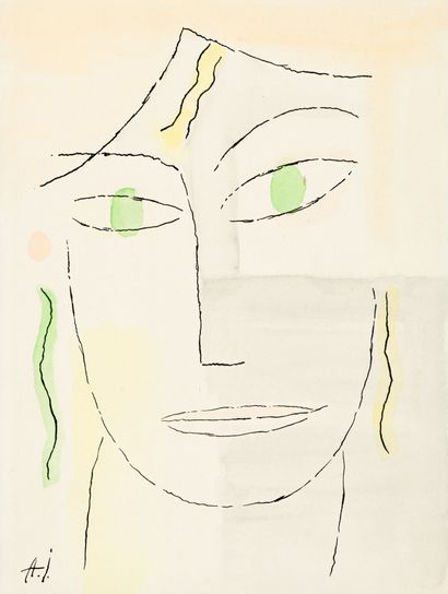von Jawlensky Alexej 1864 - 1941, Allemagne Weiblicher Kopf mit grünen Augen (vers... Gazette Drouot
