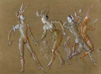 Fini Leonor 1908 - 1996, France La danse
Aquarelle, dessin à la plume et à la craie... Gazette Drouot