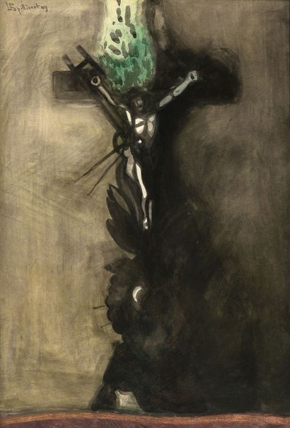 Spilliaert Léon 1881 - 1946, Belgique Le crucifix au rameau (1909)
Crayon de couleur,... Gazette Drouot